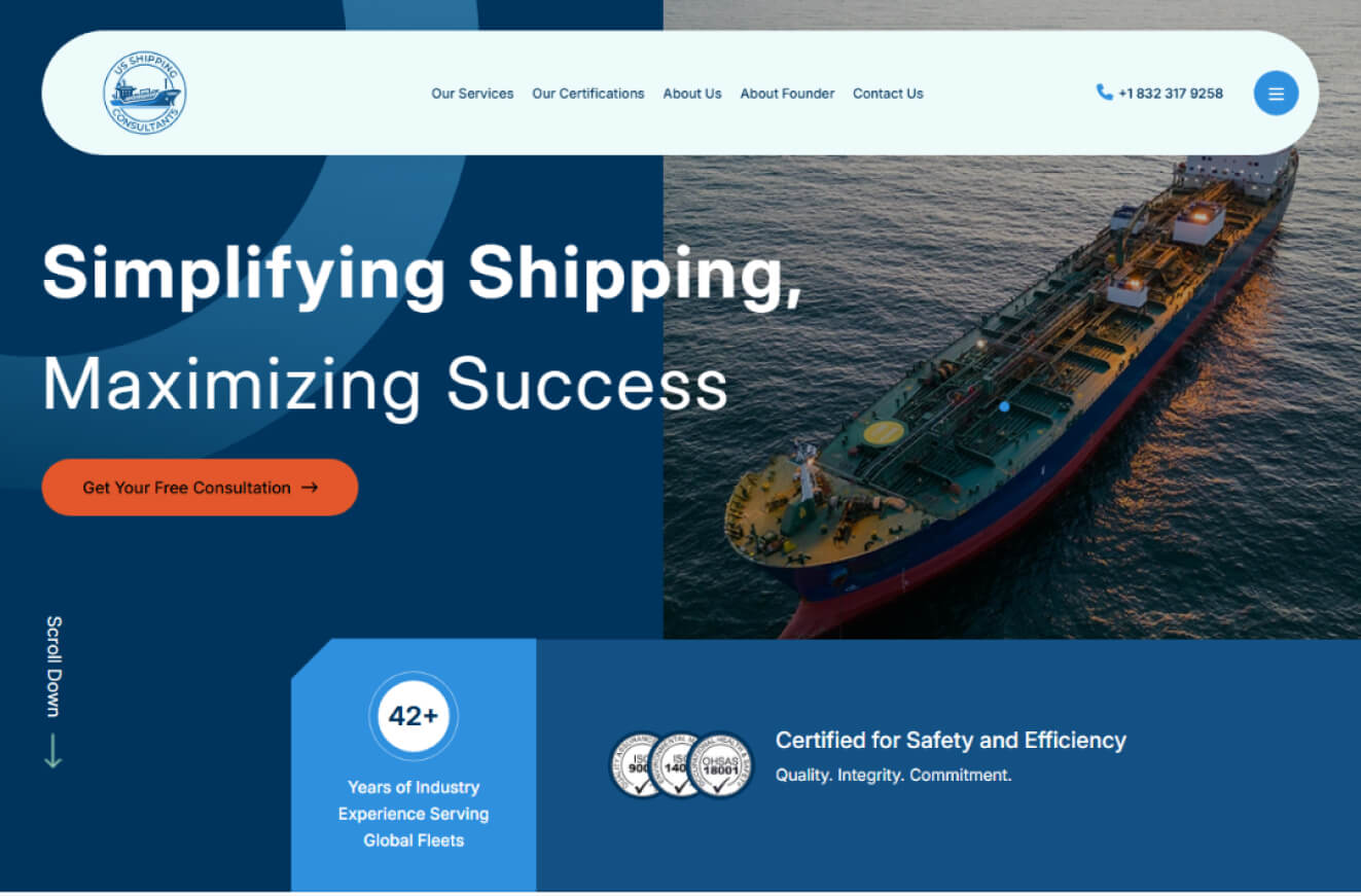 Full website screenshot of usshippingconsultants.com