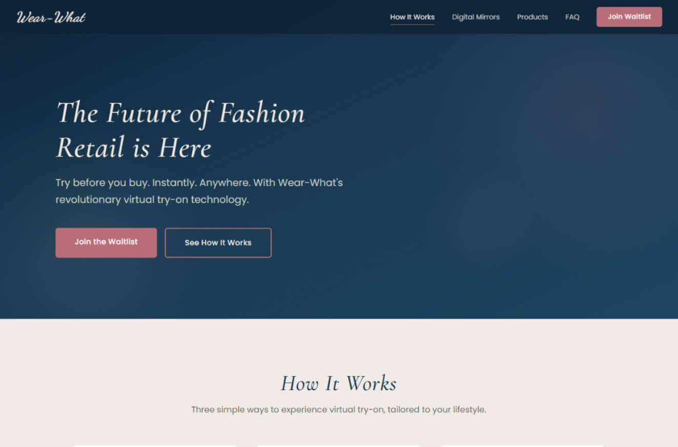 Full website screenshot of wear-what.com